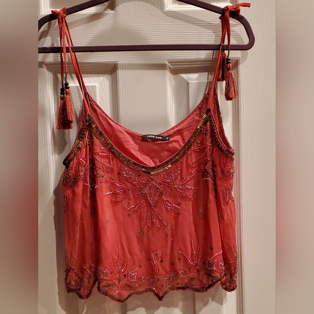 Love Sam Boho Crop Top Sz Medium